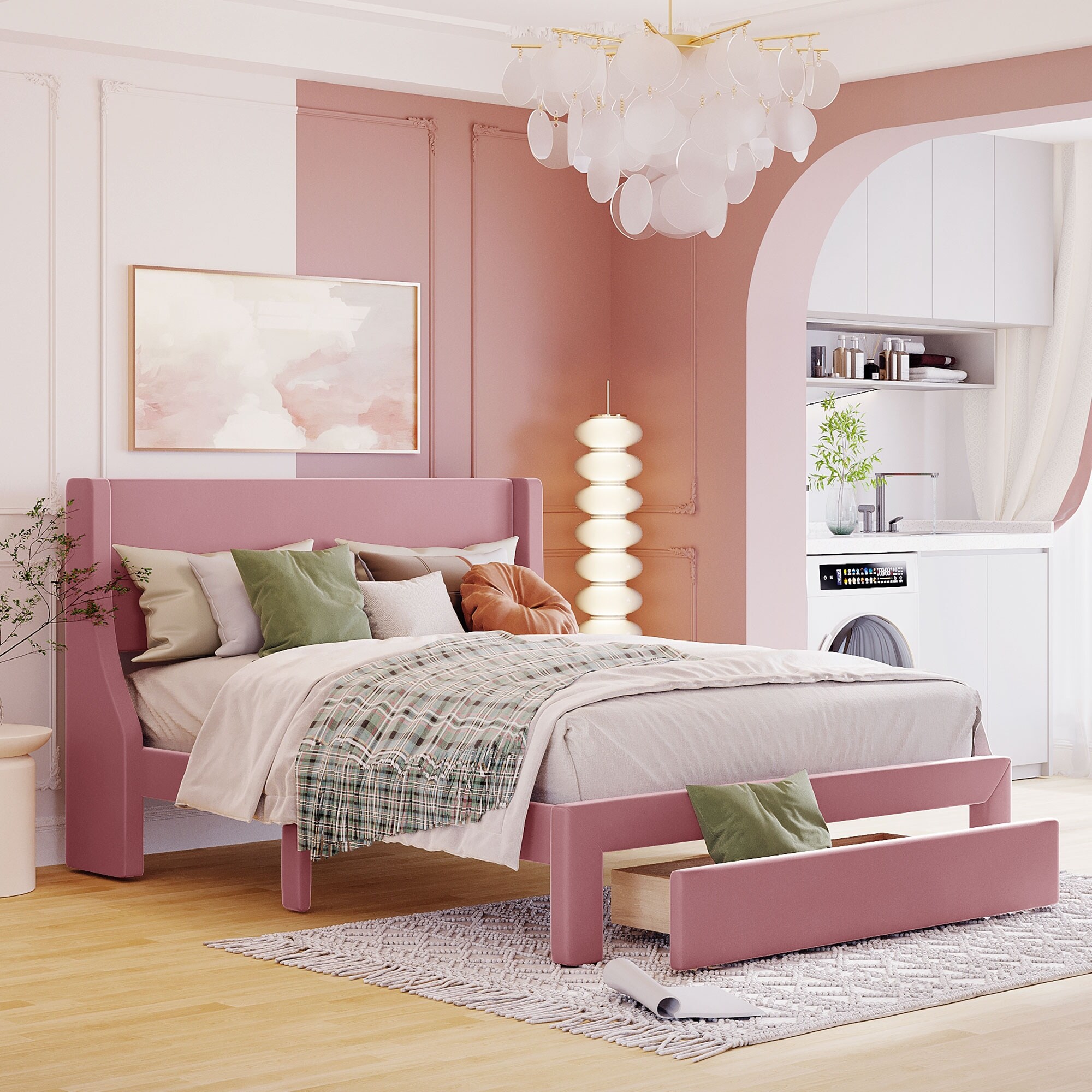 Upholstered platform bed queen no box spring required hot sale