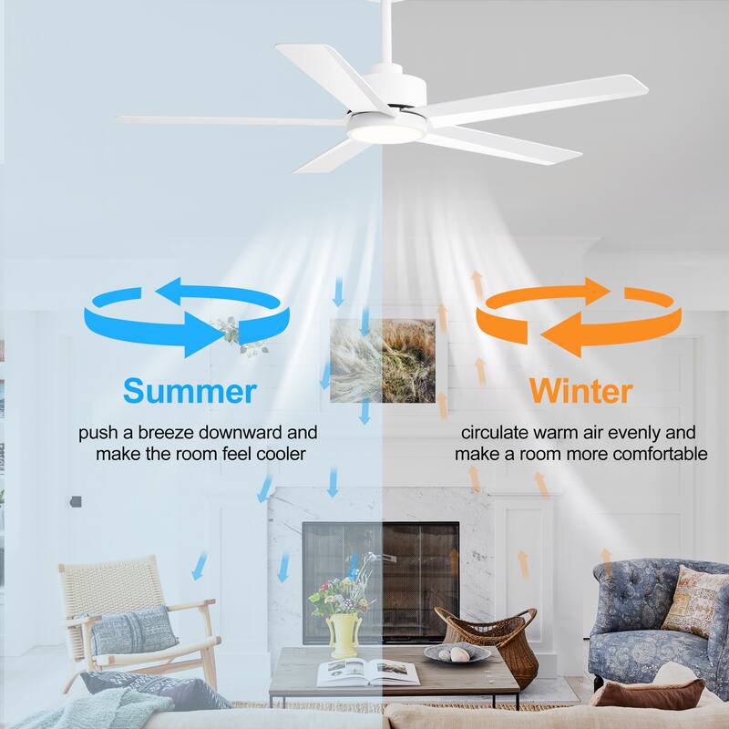 Breezary 65"/52"/42" 5-Blade LED Ceiling Fan with Light Kit and Remote