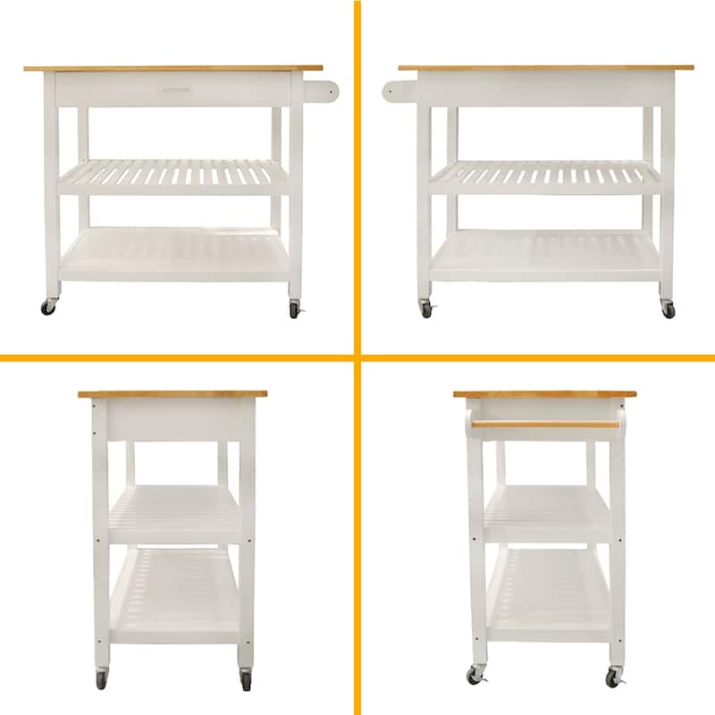 40'' Mobile Kitchen Island & Kitchen Cart,with Two Lockable Wheels