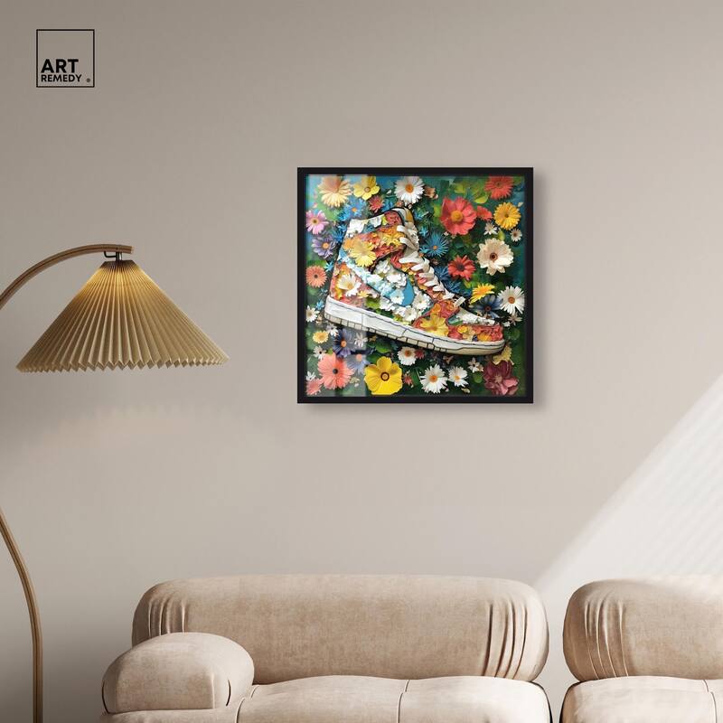 Painted in Floral Sneaker Shadowbox by Art Remedy