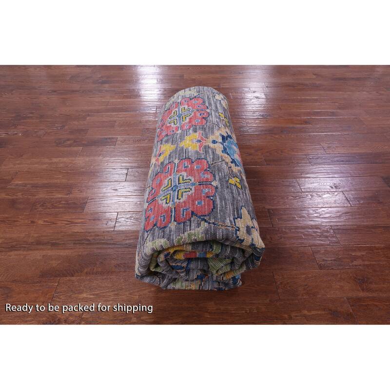 Golden Nile Grey Turkish Oushak Hand Knotted Wool Rug - 10' 4" X 14' 3"