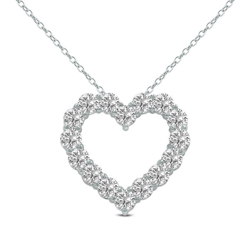 Marquee 2 Carat TW Lab Grown Diamond Heart Shape Pendant in 14K White Gold