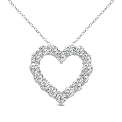 Marquee 2 Carat TW Lab Grown Diamond Heart Shape Pendant in 14K White Gold