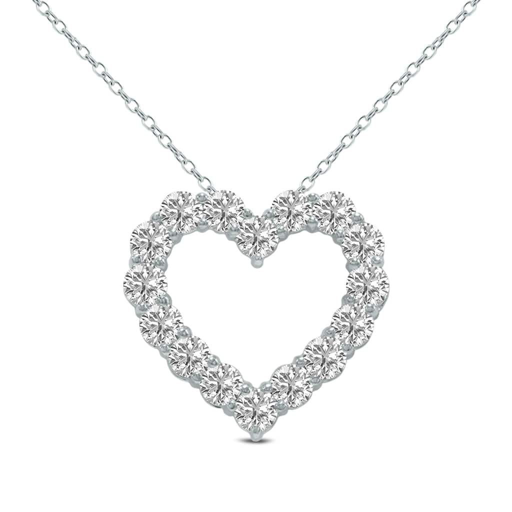 Marquee 2 Carat TW Lab Grown Diamond Heart Shape Pendant in 14K White Gold