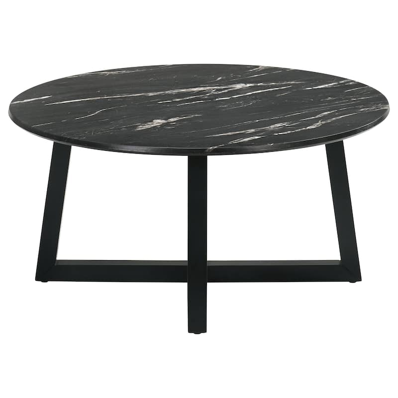 Skylark Round Marble-like Smart Top Coffee Table Black