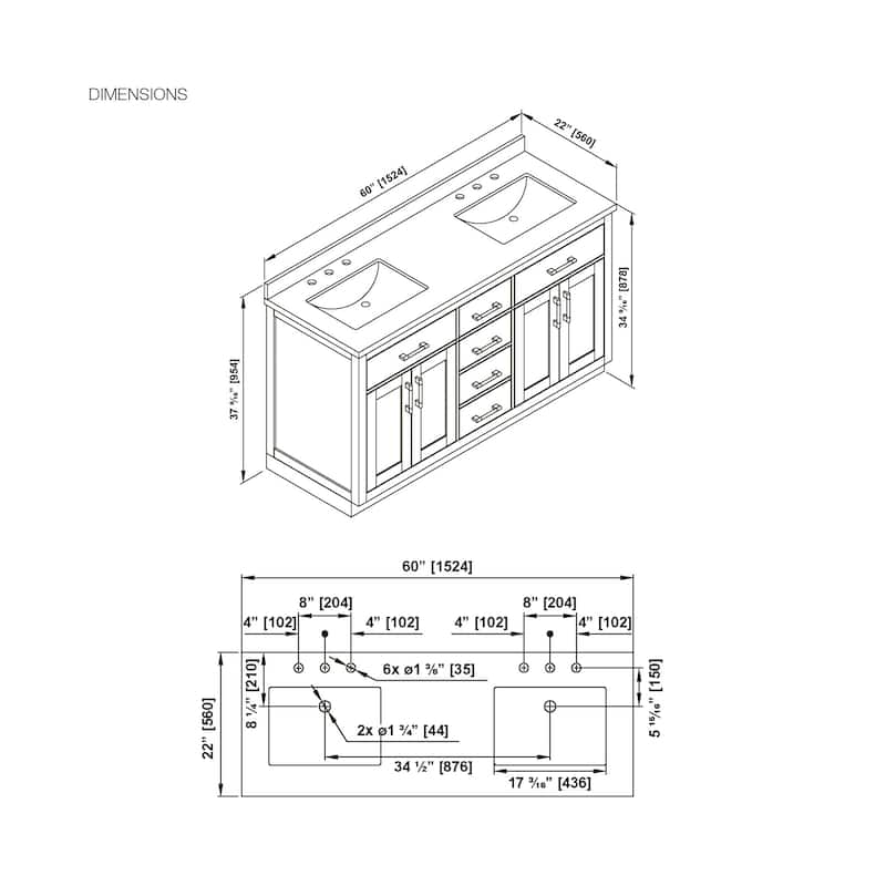 OVE Bailey Bathroom Vanity with Power Bar