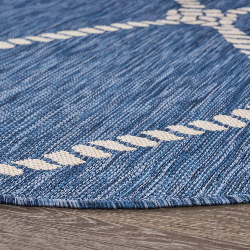 Sevita Tides Nautical Rope Knot Blue/White Indoor/Outdoor Area Rug