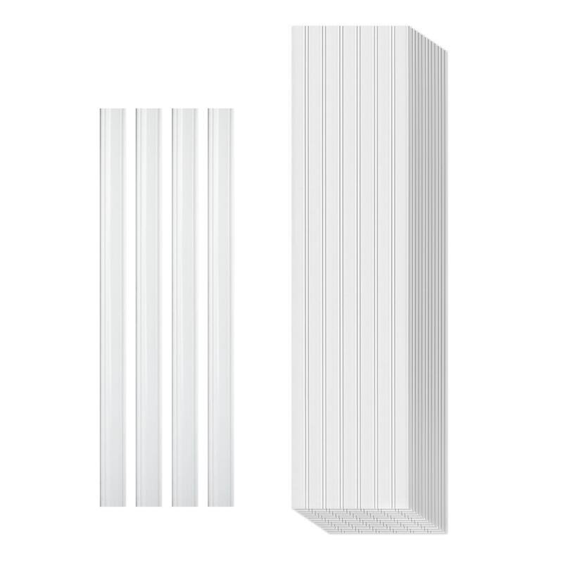 Art3d Decorative PS Wall Panel Kit with Trim, 12 Panels & 4 Edge Strips - N/A - Matte-White