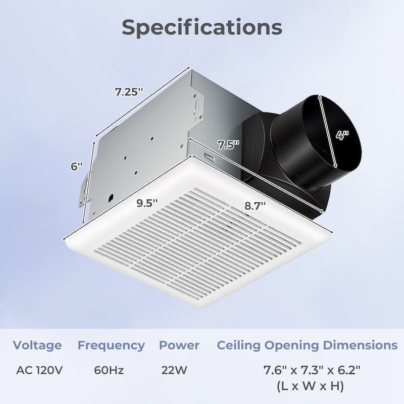Gymax 80 CFM 1.5 Sones Quiet room Exhaust Fan w/Galvanized Housing&4'' - White