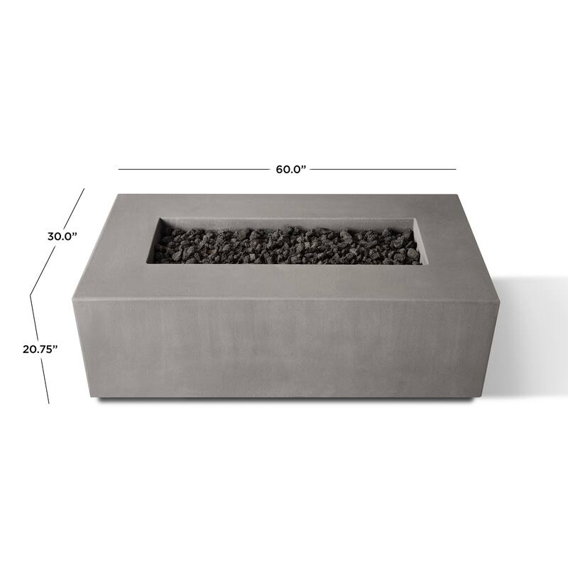 Provo Casual Rectangle Propane Fire Table in Flint by Jensen Co - 60 x 30 x 19