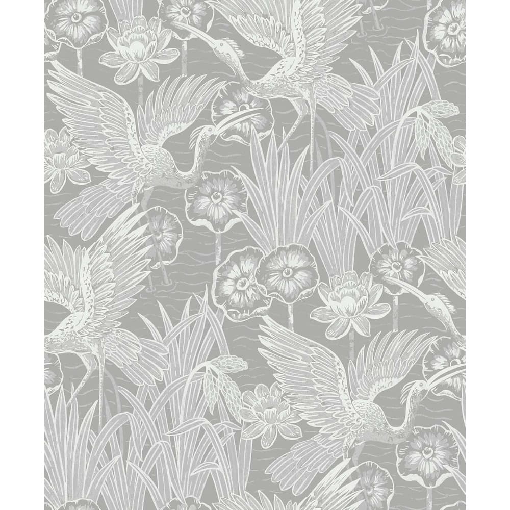 Seabrook Designs Marsh Cranes Nonwoven Unpasted Wallpaper