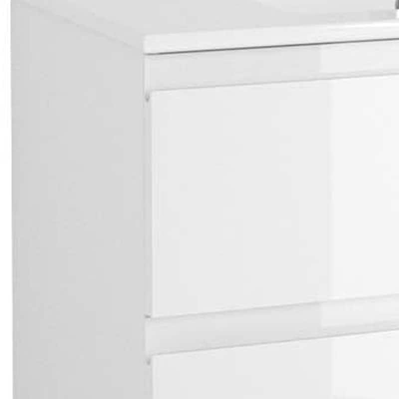 HomeRoots 32" White Wood Freestanding Bathroom Vanity With White Sink And Three Drawers - 32.00 in. x 39.06 in. x 18.10 in.