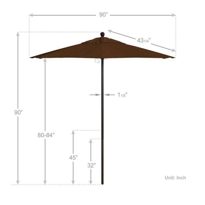 California Umbrella 7.5' Rd.. Aluminum Frame, Fiberglass Rib Market Umbrella, Push Open, Bronze Finish, Olefin Fabric