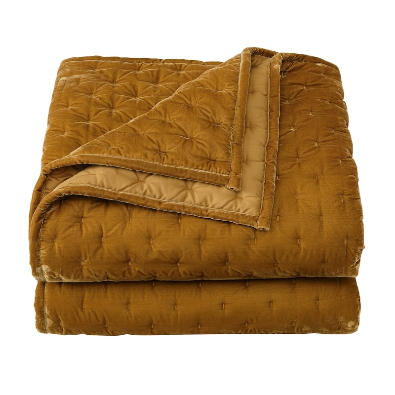 HiEnd Accents Stella Solid Color Faux Silk Velvet Romantic Modern Rustic 1 Piece Quilt