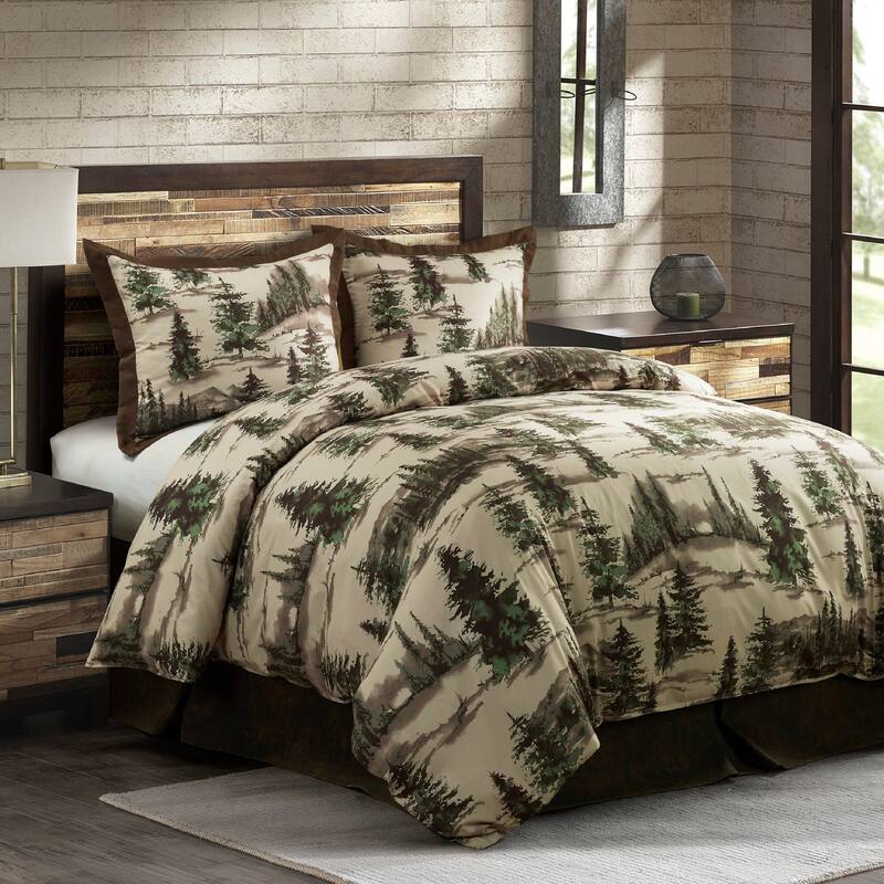 Paseo Road Joshua Pine Tree Print Western Lodge Rustic Cabin Cotton 3 Piece Comforter Set
