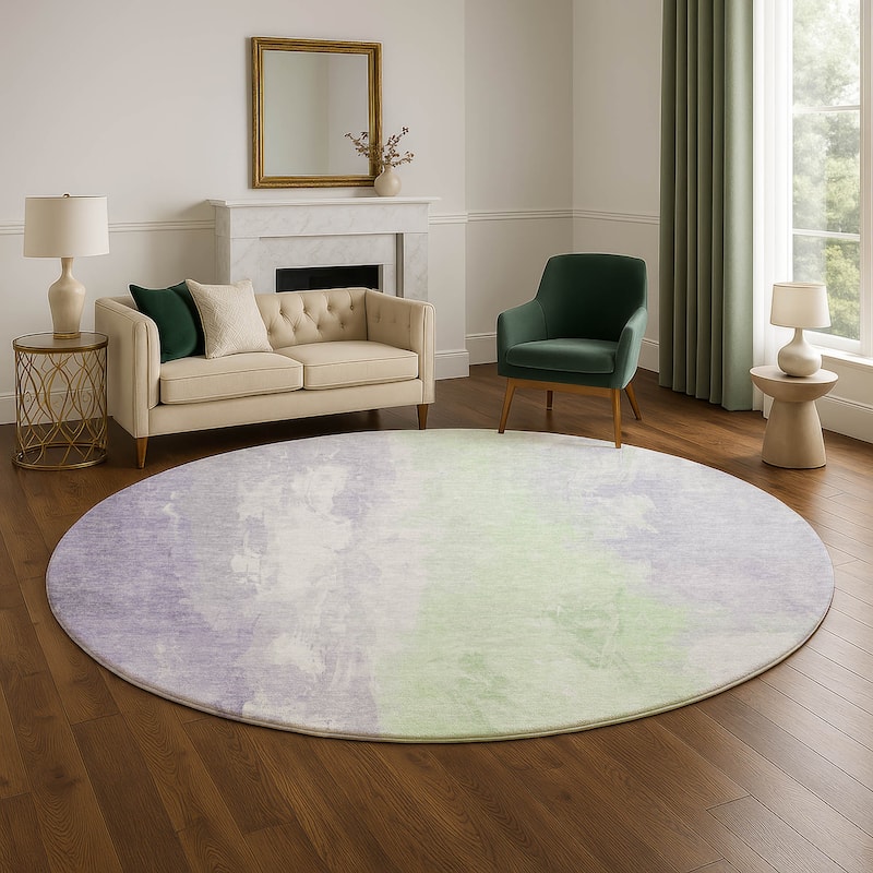 Premium Washable Super Soft Modern Watercolor Mayfield Rug - 8' x 8' - Lavender