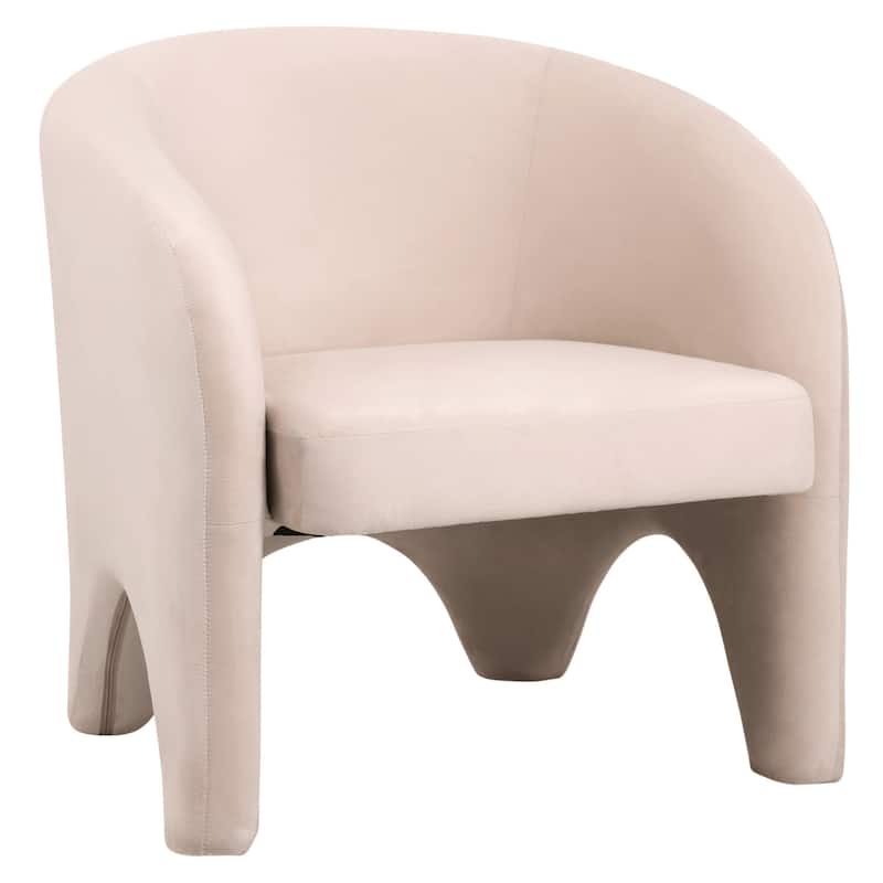 Lylo Velvet/Boucle Accent Chair with Barrel Back Design for Home Office Living Room and Bedroom, No Assembly Required - Beige Velvet