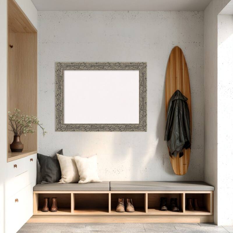 Attic Aged Silver Wood Framed Cork Board - Bulletin Board, Organization Board, Pin Board