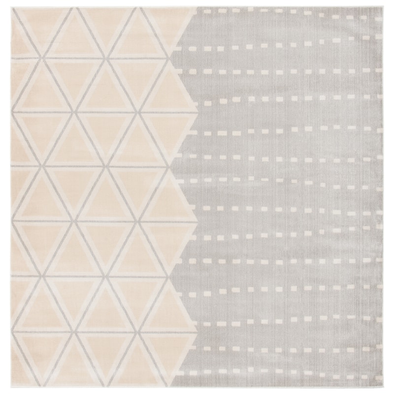 SAFAVIEH Orwell Olivine Modern Rug - 6'7" Square - Grey/Ivory