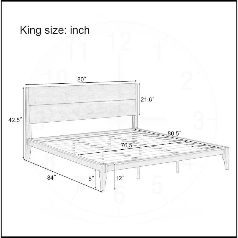 12 Inch Bamboo Wood Platform Bed with Wood Slat Metal Support