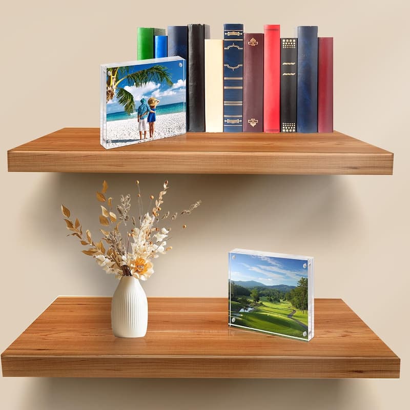BP4U 4x4 Acrylic Picture Frames, Tabletop Magnetic Freestanding Photo Frames for Hoem/Office Desktop Display