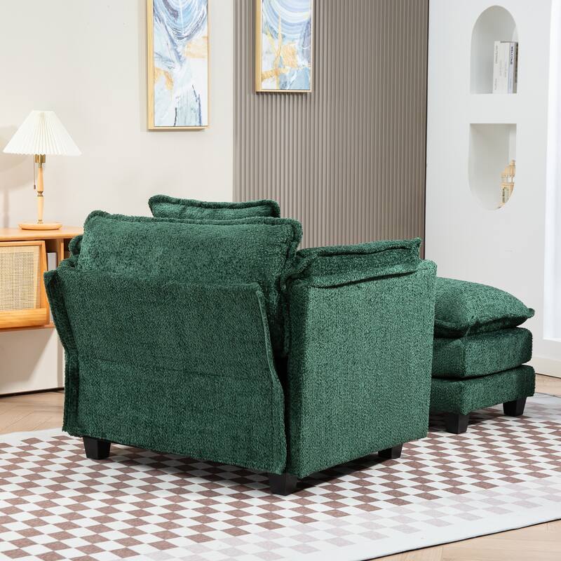 Oversized Boucle Sofa with Ottoman