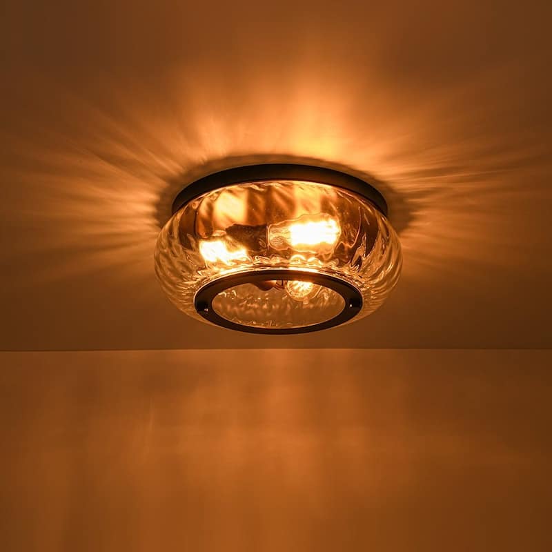 Oil Rubbed Bronze 3-Light Round Glass Flush Mount Ceiling Light