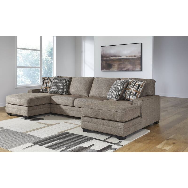 Signature Design by Ashley Cannonbrook Brown 3-Piece Sectional with Chaise - 139" W x 69" D x 40" H