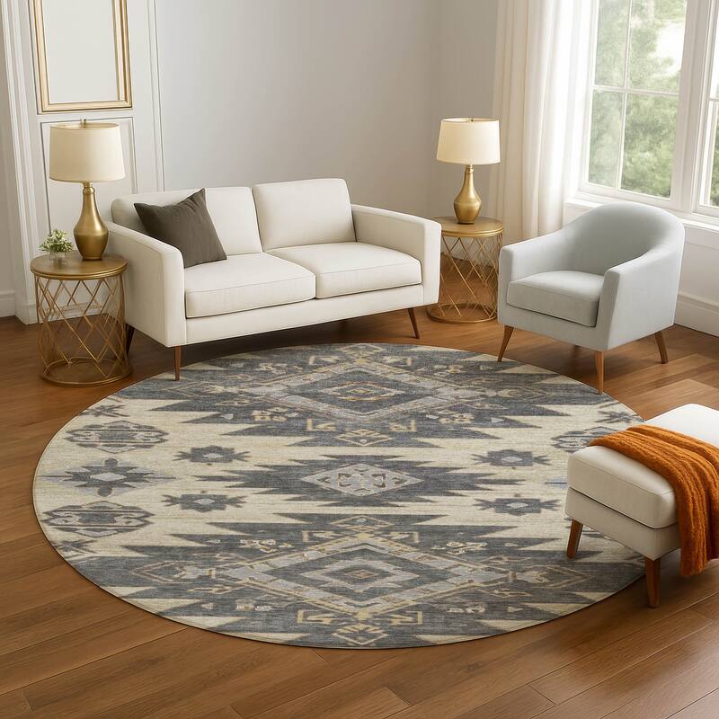 Premium Washable Super Soft Global Tribal Mayfield Rug - Beige - 8' x 8'