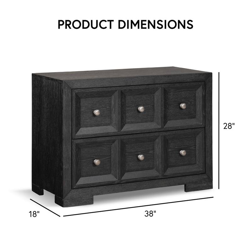 Furniture of America Durem Modern Classic Wood 2-Drawer Oversized Nightstand with USB Ports