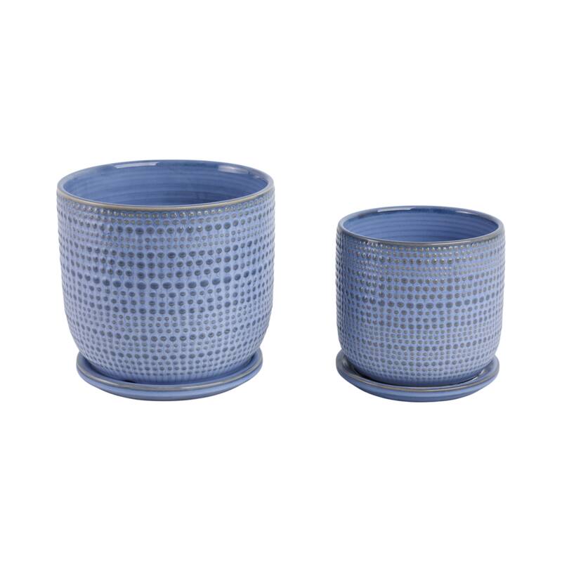 Ceramic Circular Saucer Planters Set of 2 - 6/8 in.