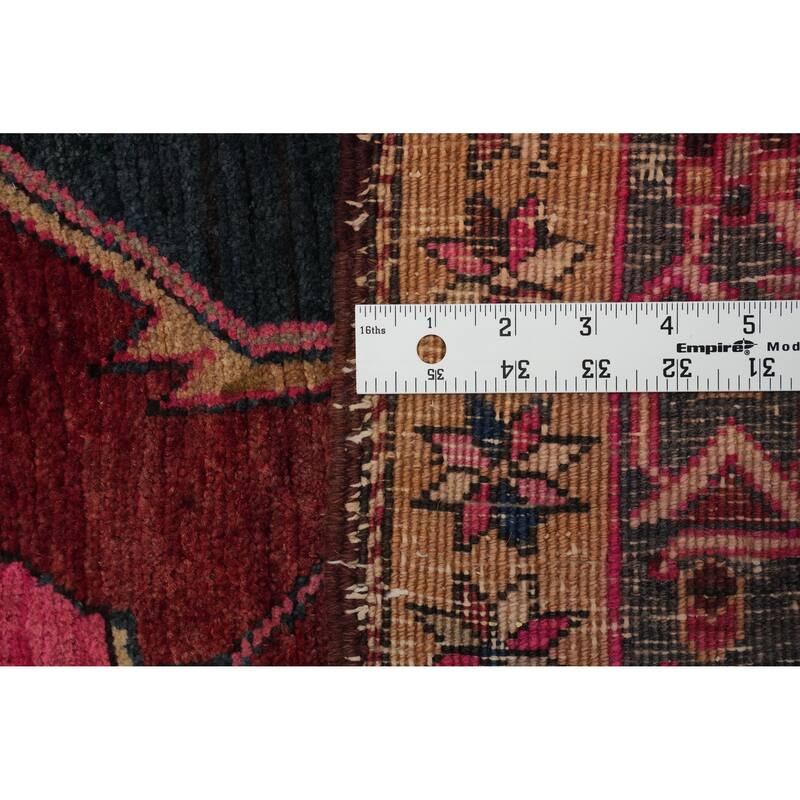 Hand Knotted Oriental 100% Wool Carpet Traditional Geometric Red Heriz Runner Rug - 10' 7'' X 3' 9''