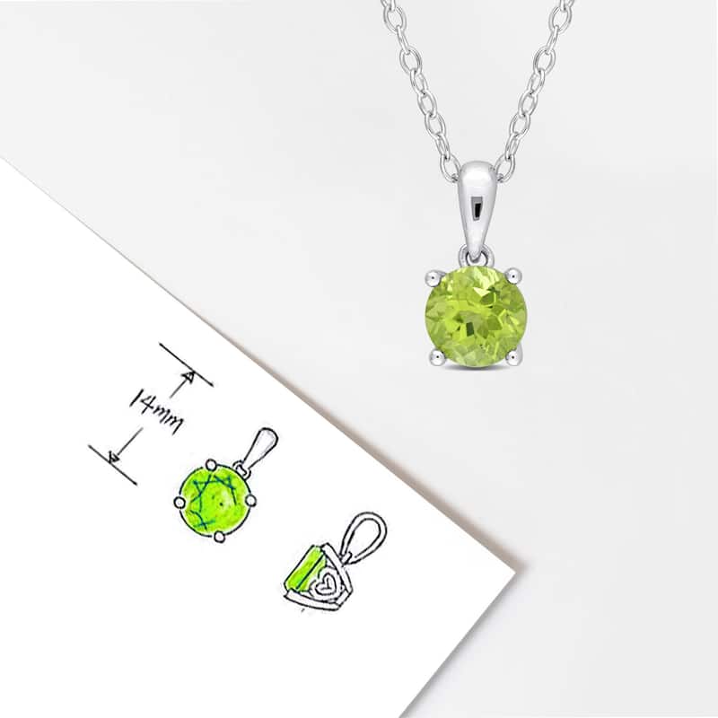 Miadora Birthstone Gemstone Heart Design Solitaire Necklace Sterling Silver