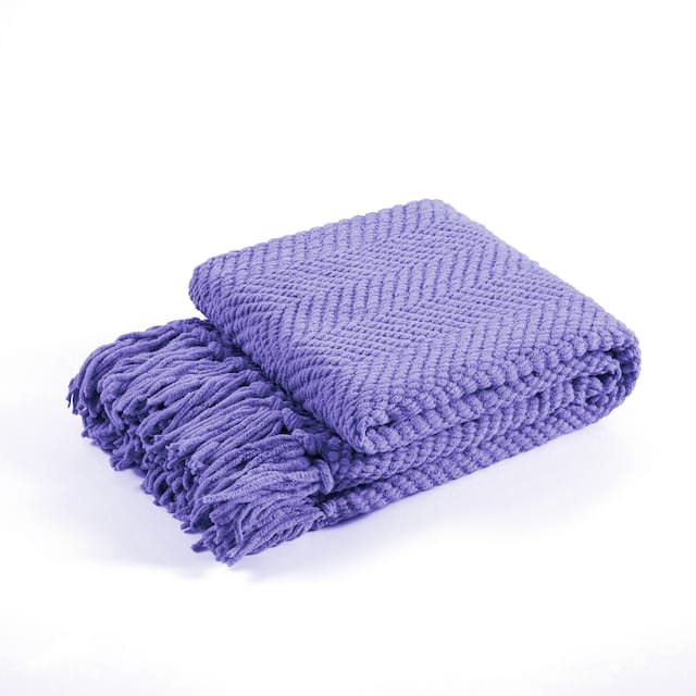 Knitted Tweed Couch Throw - 50" x 60" - Paisley Purple