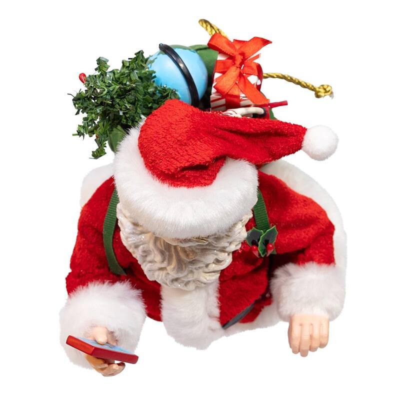 Kurt Adler 10.5-Inch Fabriche Santa with Red Luggage, 2-Piece Set