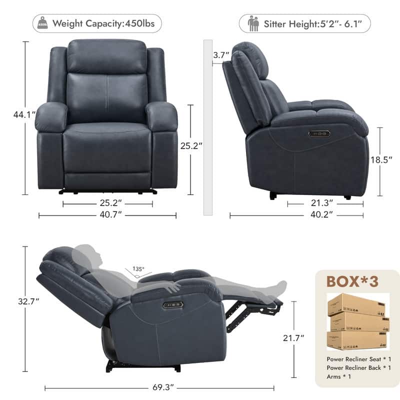 Hadlee Power Recliner Chairs with Power Headrest & Charging Ports
