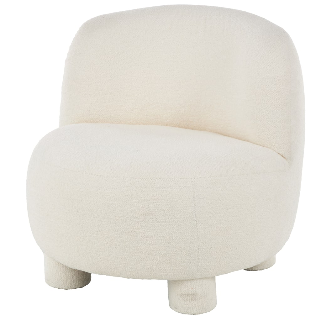 Polyester Rounded Barrel Accent Chair - Cream - Roche River Decor - 30"W x 30"L x 28"H