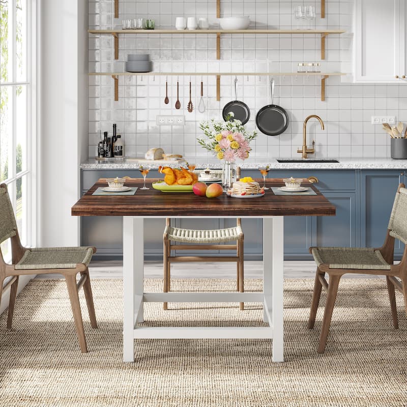 Rustic suqare dining kitchen room table for 4 ，dinner table for small space