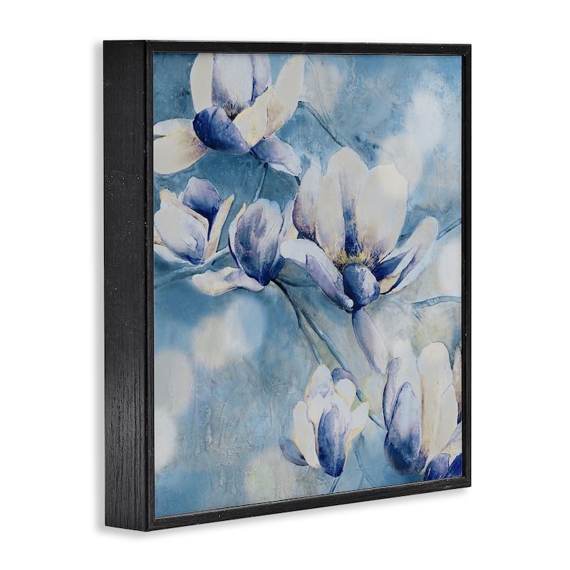 Stupell Blue Flowers & Bokeh Framed Giclee Art Design By Carol Robinson