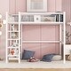 preview thumbnail 4 of 28, Metal Loft Bed with 4-Tier Shelves and Storage White - Twin