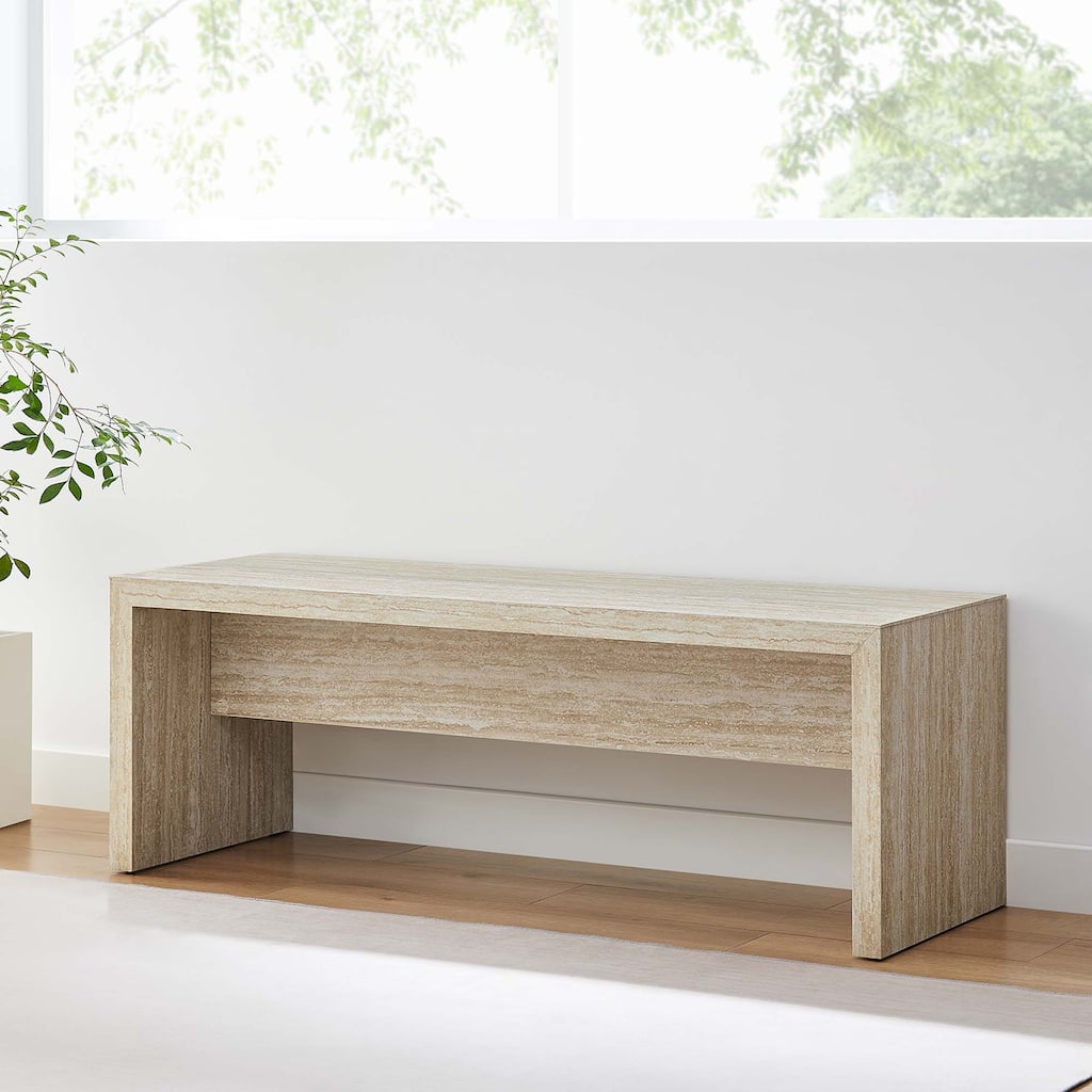 Mirella 53.5" Faux Travertine Bench