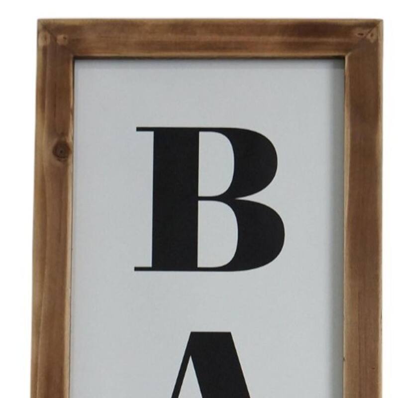 HomeRoots 11" X 26" Black Brown And White Reversible Kitchen Wood Hanging Wall Decor