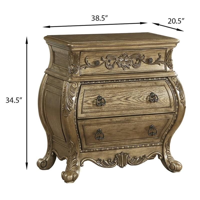 Liam Vintage Gold Oak 3-drawer Nightstand