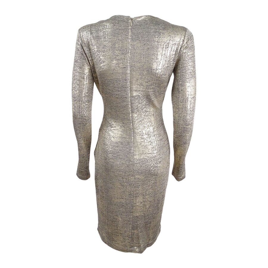 calvin klein metallic colorblocked sheath dress