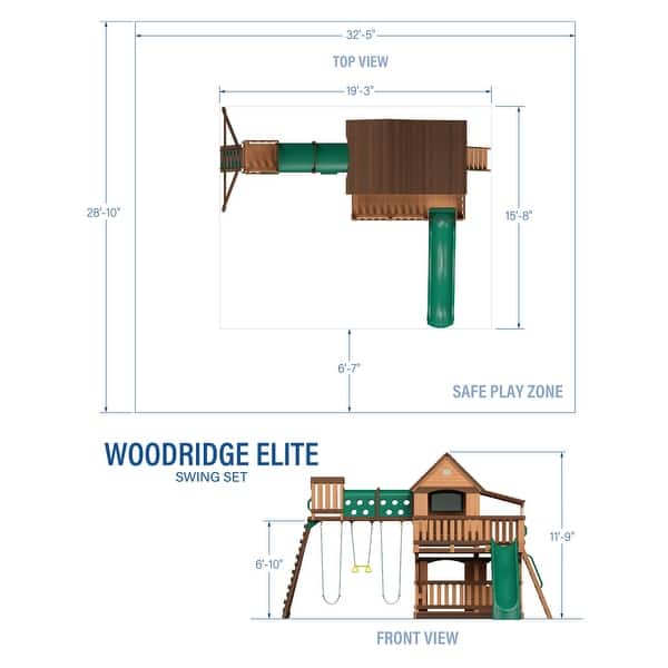 Backyard Discovery Woodridge Elite Cedar Wood Swing Set, Slide, Tunnel - 19'3" x 15'8"
