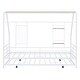 preview thumbnail 14 of 12, Twin Size Metal House Bed with Trundle, Built-in Shelf and Grid, White