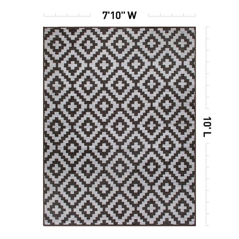 Contemporary Geometric Trellis Indoor/Outdoor Area Rug