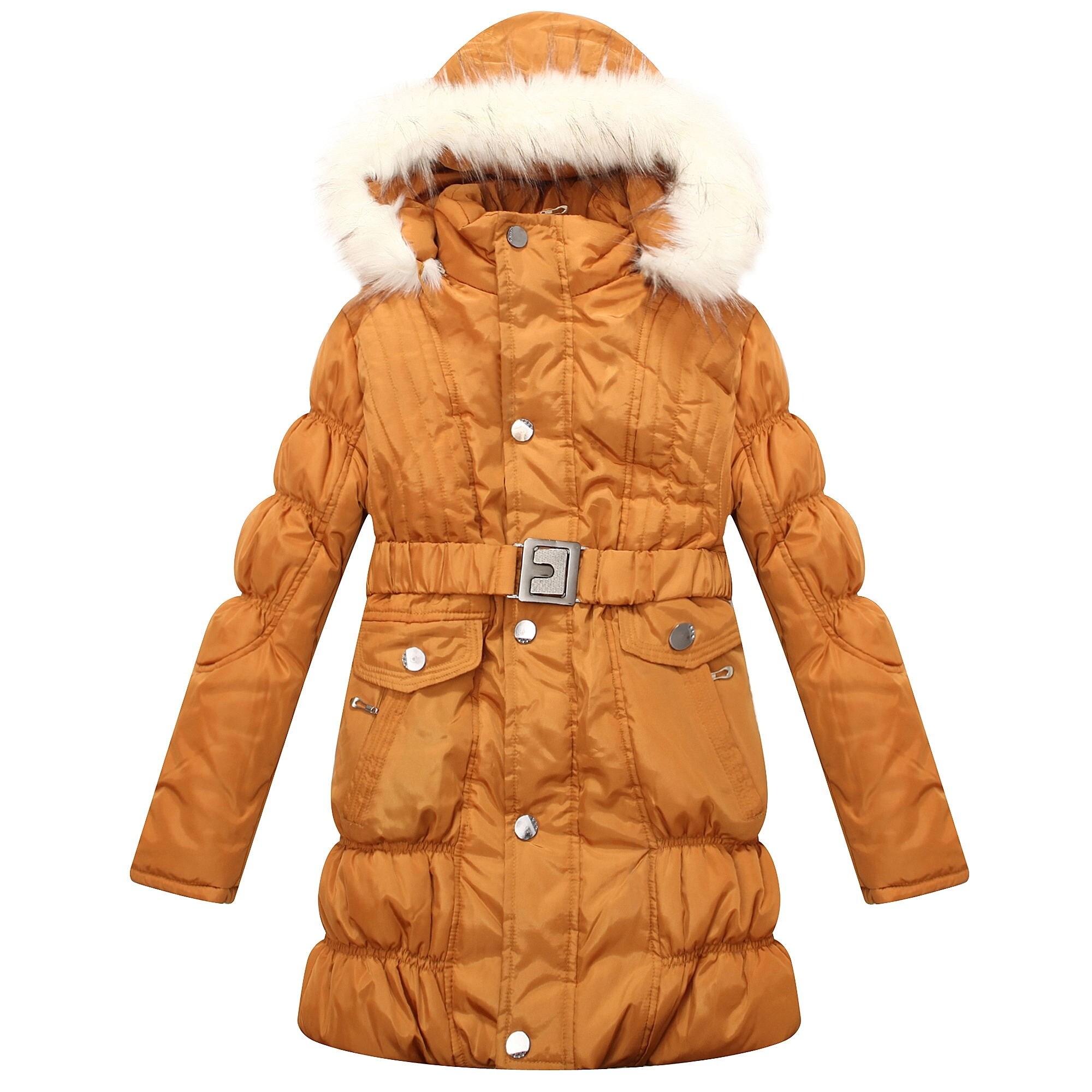 Girls padded coat with belt Clearance