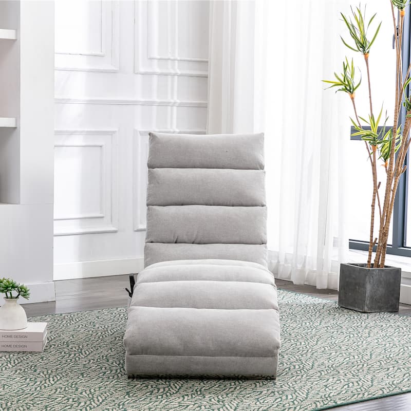 Light Grey 21.65" High Back Upholstered Chaise Lounge Chair with Massage