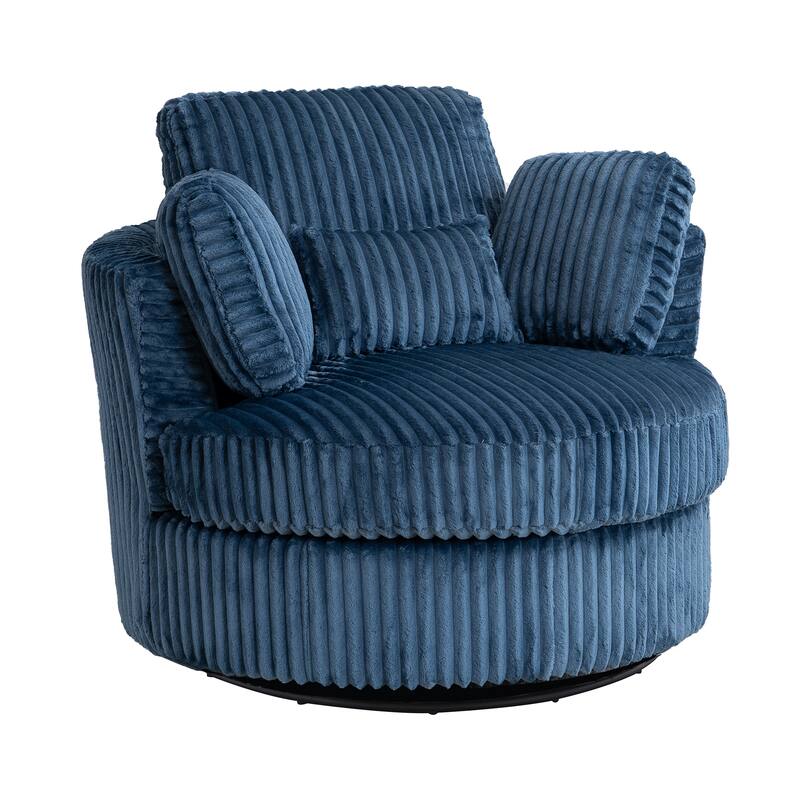 Corduroy 360° Swivel Barrel Chair with 4 Pillows and 400lb Weight Capacity